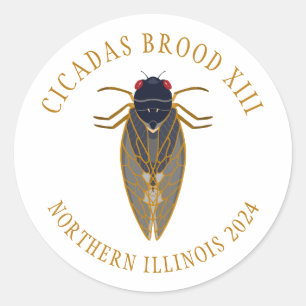 Adesivo Texto Personalizado de Cicada Brood XIII ILLINOIS