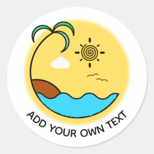 Adesivo Texto Personalizado de Emblem de Praia do Verão Mo