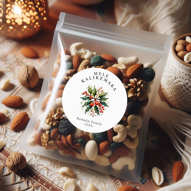 Adesivo Texto Personalizado de Feriado Mele Kalikemaka (Criador carregado)