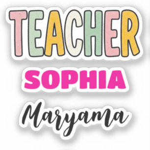 Adesivo Texto Personalizado de Professor + Nome Fofo Col