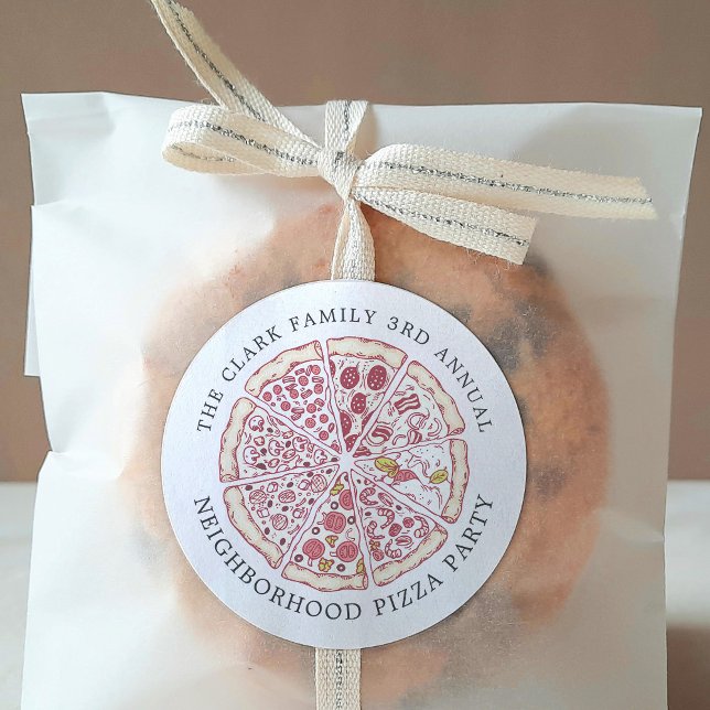 Adesivo Texto Personalizado do Evento de Pizza (Criador carregado)