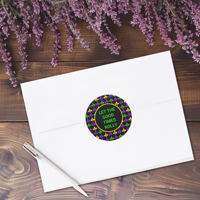 Adesivo Texto Personalizado do Padrão Mardi Gras Fleur de  (Criador carregado)