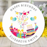 Adesivo Texto Personalizado do Partido Colorido Feliz Aniv<br><div class="desc">Personalize o texto e crie facilmente o adesivo personalizado. Clique em EDITAR para alterar a cor do texto ou a cor do plano de fundo. Você também pode TRANSFERIR este DESIGN em outros produtos do Zazzle e ajustá-lo ao ajustado da maioria dos itens do Zazzle. Obrigado por escolher nossos designs...</div>