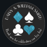 Adesivo Texto Personalizado do Tema de Las Vegas Malibu Az<br><div class="desc">Os ternos de cor azul azul-turquesa e branco são circulados por fazeres de texto personalizáveis,  esses adesivos redondos pretos perfeitos para todos os tipos de projetos e ocasiões. Use-os para rotular favores para convidados de casamento,  para fechar envelopes e muito mais.</div>