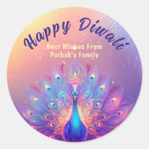 Adesivo Texto personalizado, Esplendor do Pavão de Diwali