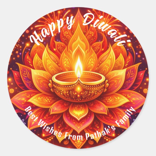 Adesivo Texto personalizado, Feliz Diwali  (Frente)
