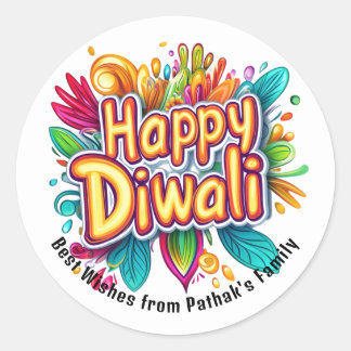 Adesivo Texto personalizado, Feliz Diwali Color Burst 