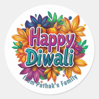 Adesivo Texto personalizado, Feliz Diwali Floral Burst 
