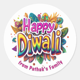 Adesivo Texto personalizado, Feliz Diwali Folha Estoura 