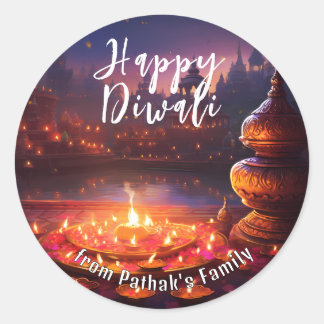 Adesivo Texto personalizado, Luzes de Templo Feliz Diwali