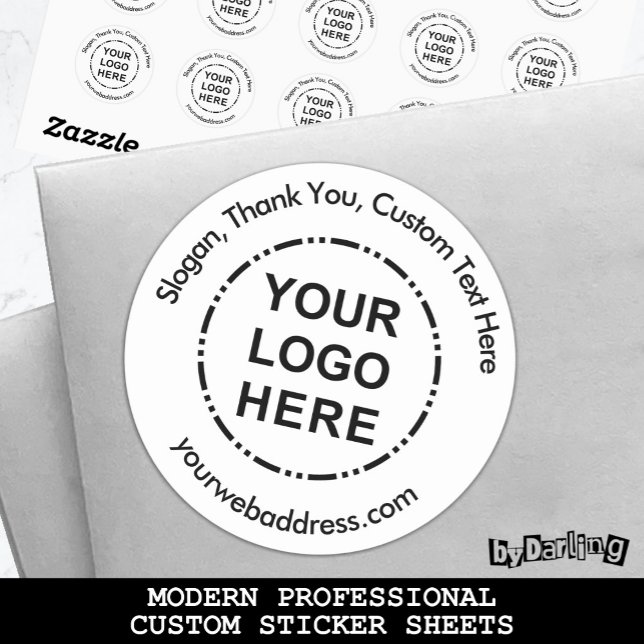 Adesivo Texto personalizado moderno minimalista do logotip (Logo Modern Custom Sticker Sheets -Photos(Unsplash): TiffanyTertipes(envelope) AugustineWong(table))