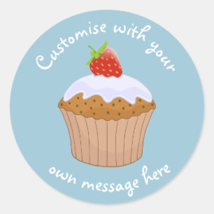 Adesivo Texto Personalizado Morango Bun Azul