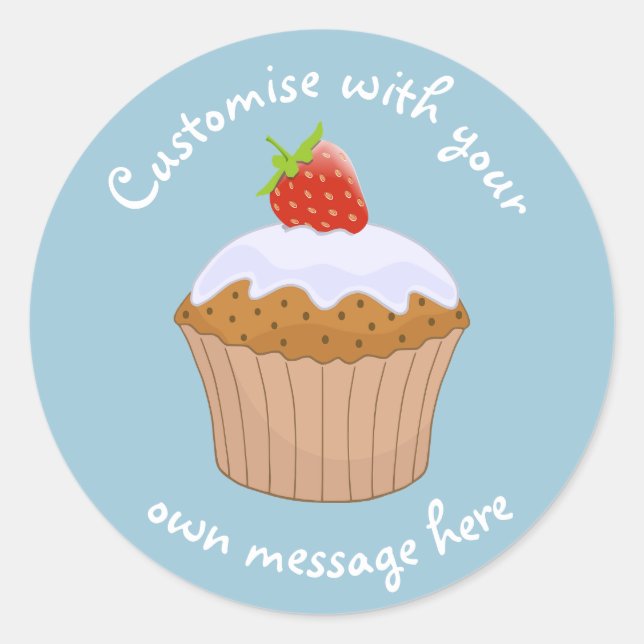 Adesivo Texto Personalizado Morango Bun Azul (Frente)