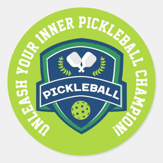 Adesivo Texto personalizado Pickleball verde e azul (Frente)