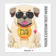 Texto personalizado Pug Life sticker