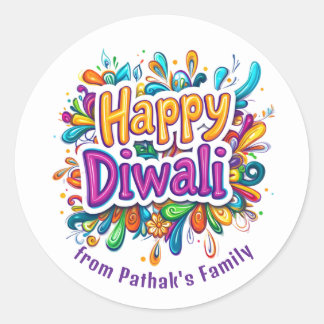 Adesivo Texto personalizado, Roda e Folha Feliz Diwali 