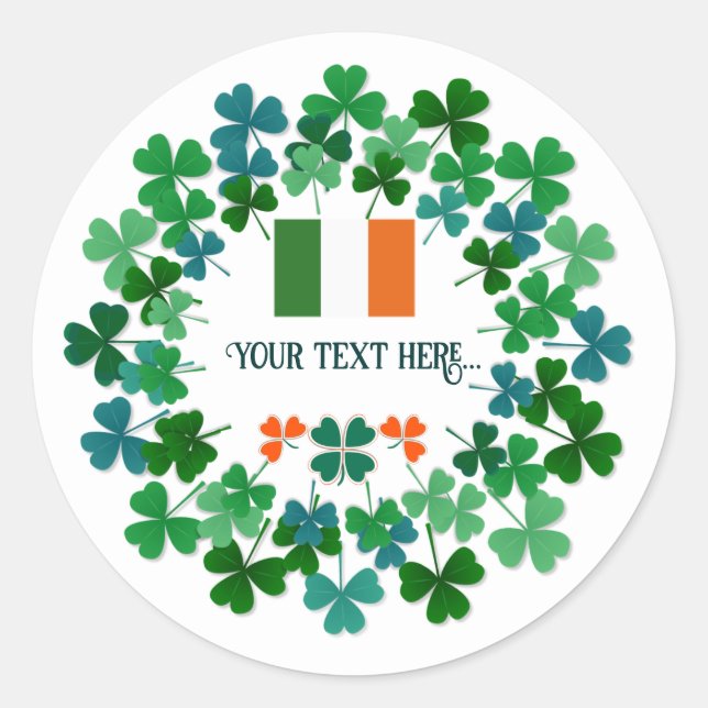 Adesivo Texto personalizado - Shamrock e sinalizador irlan (Frente)