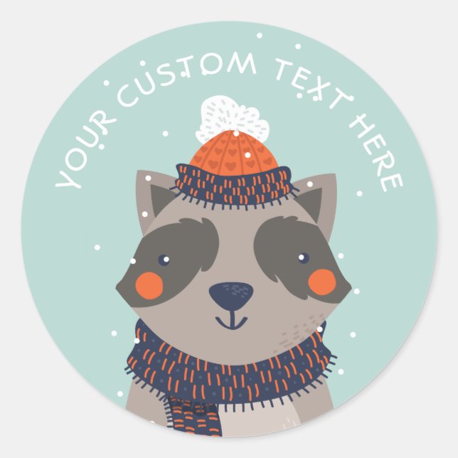 Adesivo Texto personalizado vinhetas do Winter Raccoon (Frente)