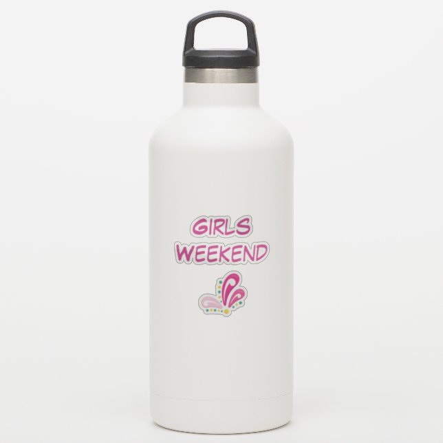 Adesivo Texto Personalizável do Fim de Semana de Girls (Garrafa d'água)