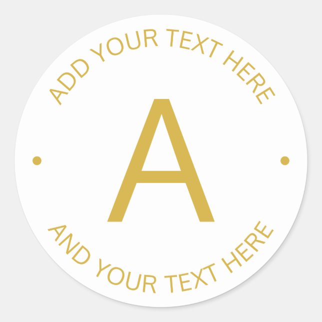 Adesivo Texto Personalizável Moderno Simples | Dourado e b (Frente)