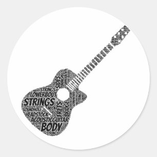 Adesivo Texto Preto De Arte Acústica De Guitarra