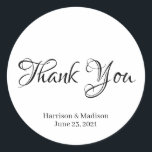 Adesivo Texto preto personalizado Palhetas de bonificação<br><div class="desc">Texto preto personalizado Os adesivos favoritos de presente de casamento. Texto preto de script elegante,  fundo branco. Obrigado!</div>