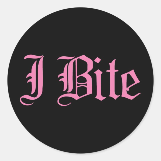Adesivo Texto rosa "I Bite" (Frente)