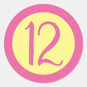 Adesivo Texto Rosa Personalizável de 12 Anos em Amarelo