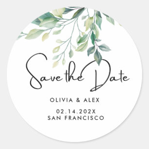 Adesivo Texto Simples Elegante E Verde   Salve A Data