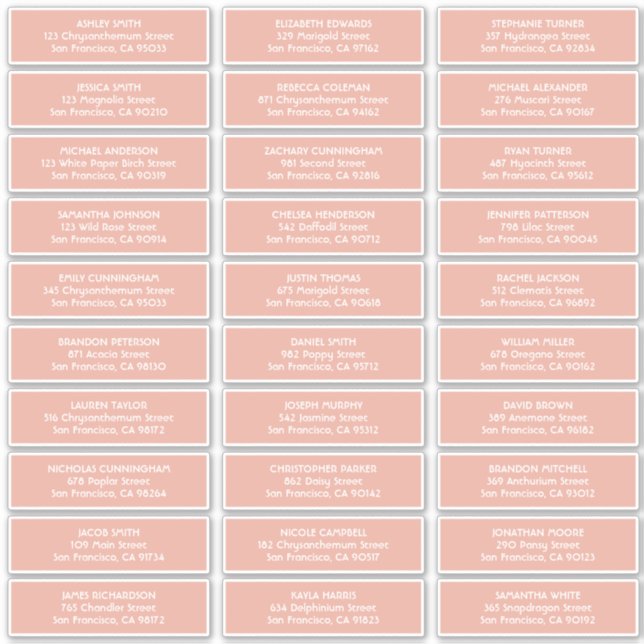 Adesivo Texto Simples Nomes de Convidados de Casamento (Frente)