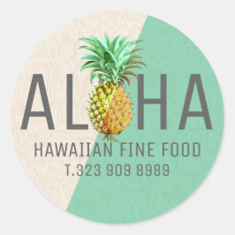 Adesivo Texto Verde e bege Aloha Com Abacaxi