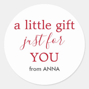 Adesivo Texto vermelho branco mínimo para presente