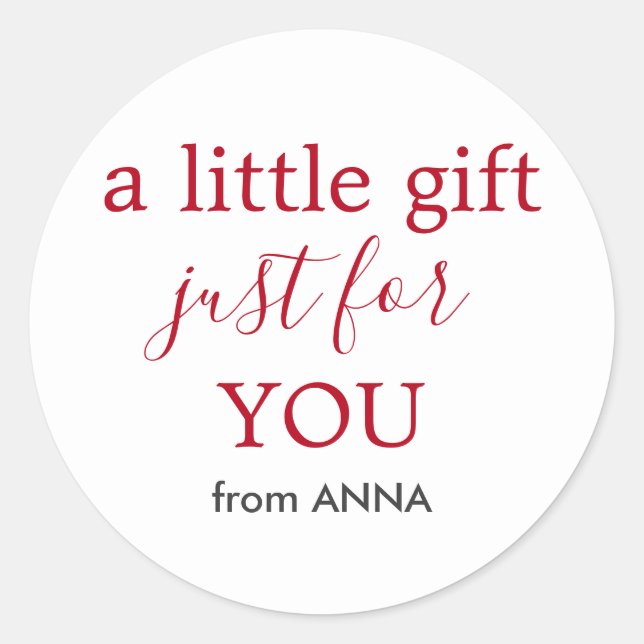 Adesivo Texto vermelho branco mínimo para presente (Frente)