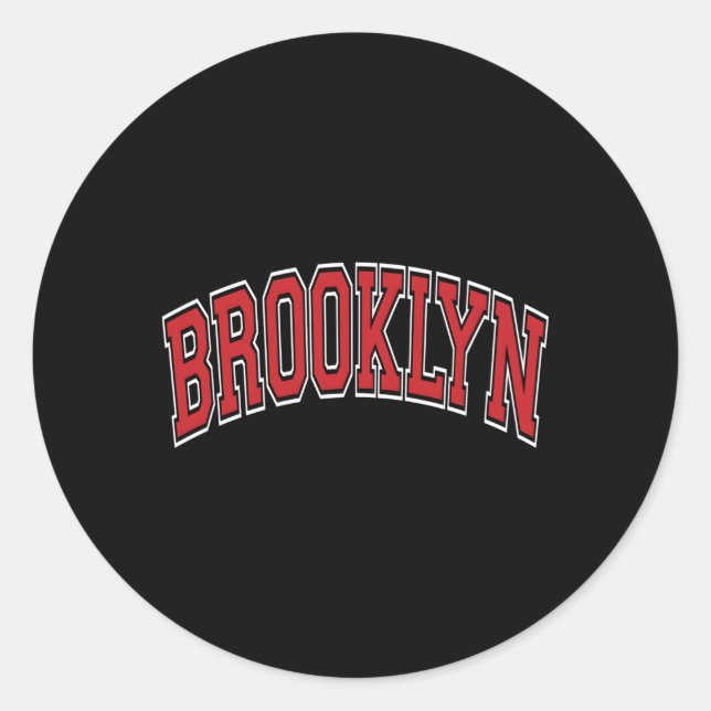 Adesivo Texto Vermelho do Estilo Varsity Brooklyn (Frente)