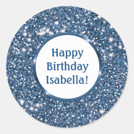 Adesivo Textura de Brilho Falso Azul Aniversário Feliz Per