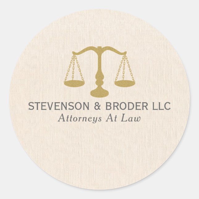 Adesivo Textura de Linen bege e Escala de Justiça Dourada (Frente)