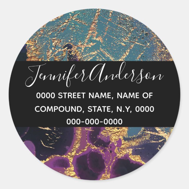 Adesivo Textura de mármore azul-roxo, azul-geode (Frente)