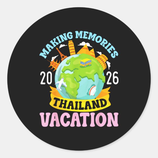 Adesivo Thailand Vacation 2026 Travel Making Memories Fami (Frente)