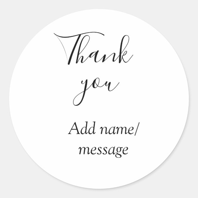 Adesivo Thank you add name message simple stylish calligra (Frente)