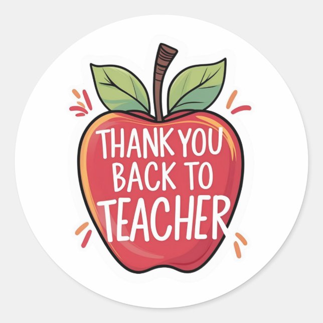 Adesivo Thank You Back to School Teacher Apple  (Frente)