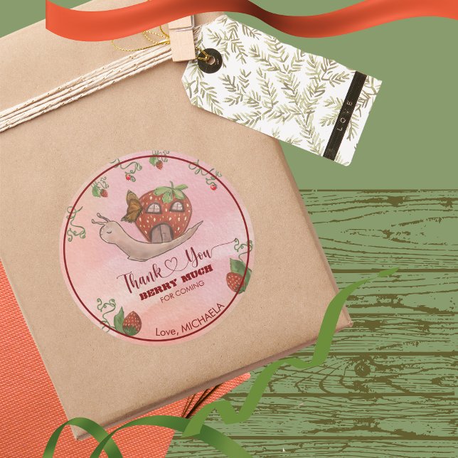 Adesivo Thank You Berry Much 1st Birthday  (Thank You Berry Much 1st Birthday Classic Round Sticker)