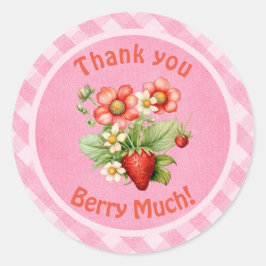 Adesivo Thank You Berry Much Strawberry Pink Gingham 