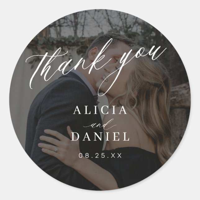 Adesivo Thank you calligraphy photo wedding (Frente)