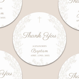 Adesivo Thank You Cross Flowers Christian Baptism