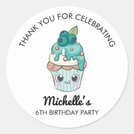 Adesivo Thank You Cupcake Theme Birthday Party Sticker