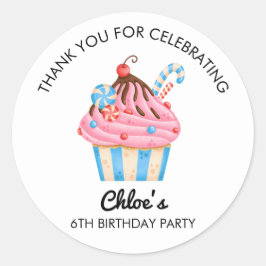 Adesivo Thank You Cupcake Theme Birthday Party Sticker