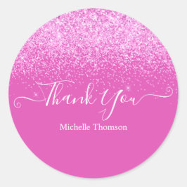 Adesivo Thank you elegant fashionable dark pink glitter fo