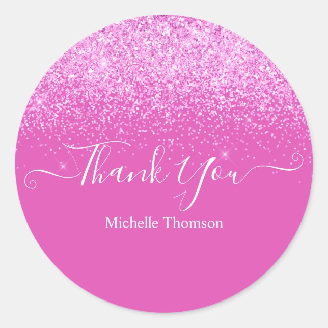 Adesivo Thank you elegant fashionable dark pink glitter fo (Frente)