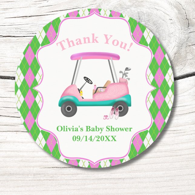 Adesivo Thank You Elegant Golf Cart Ready For Baby Shower  (Criador carregado)