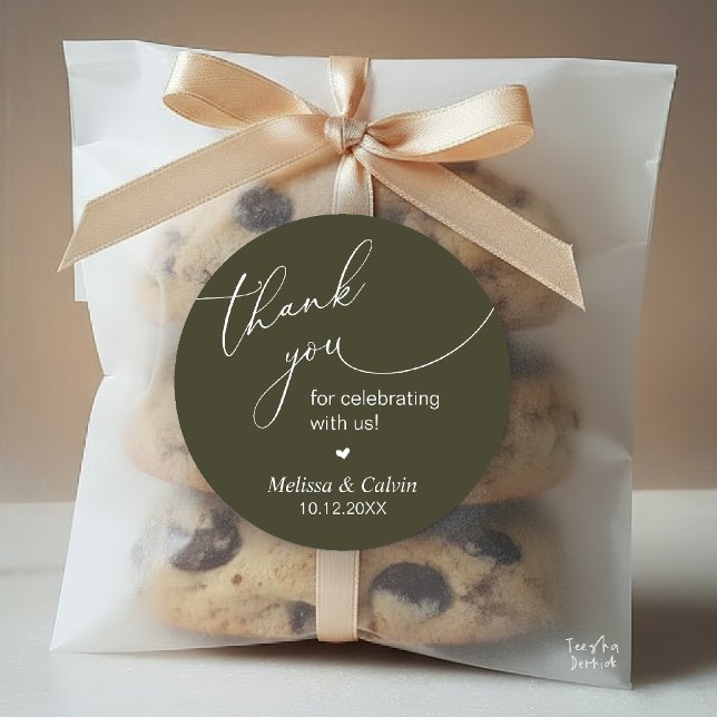 Adesivo Thank you for celebrating with us Gifts Sticker (Thank you for celebrating with us Wedding Sticker in Olive Green)